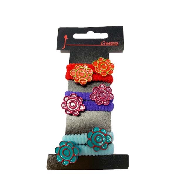 Elastic Band Flower, no metal clip 6 stk