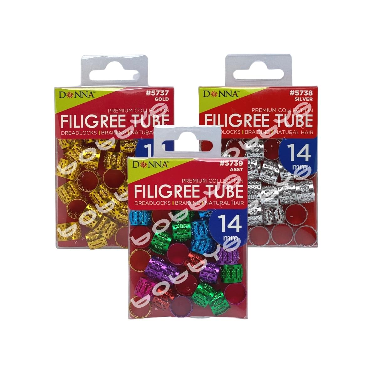 Filigree Tube Hair Rings 14mm