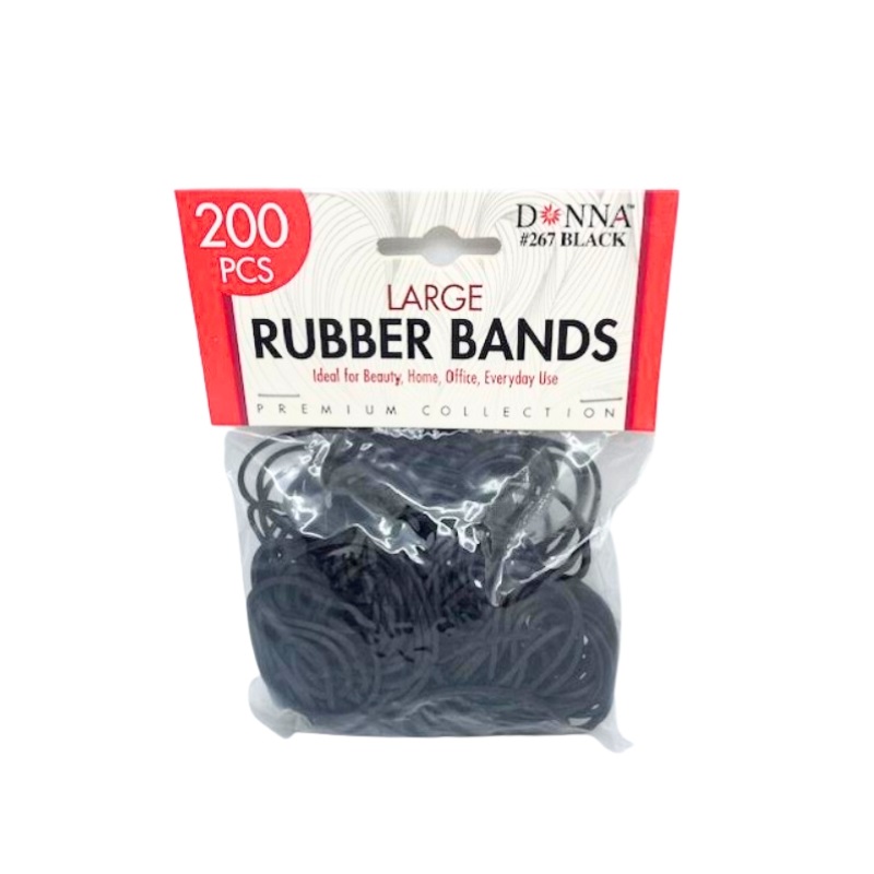 200 Large Rubber Bands, Black (3cm)