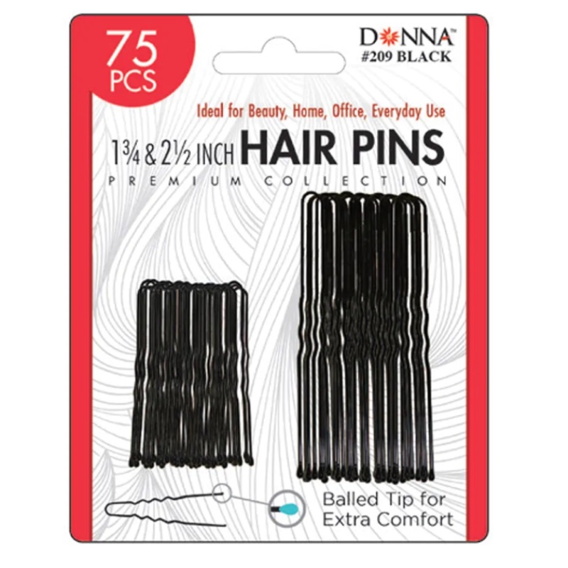 75 Hair Pins (4,45cm og 6,35cm) Black