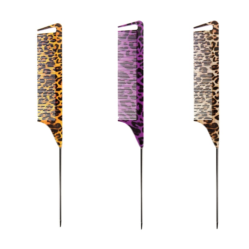 Pin Tail Parting Comb Leopard Print