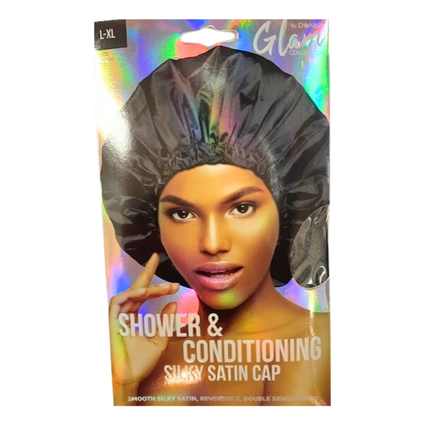 Shower & Conditioning Glam Silky Satin Cap- BLACK